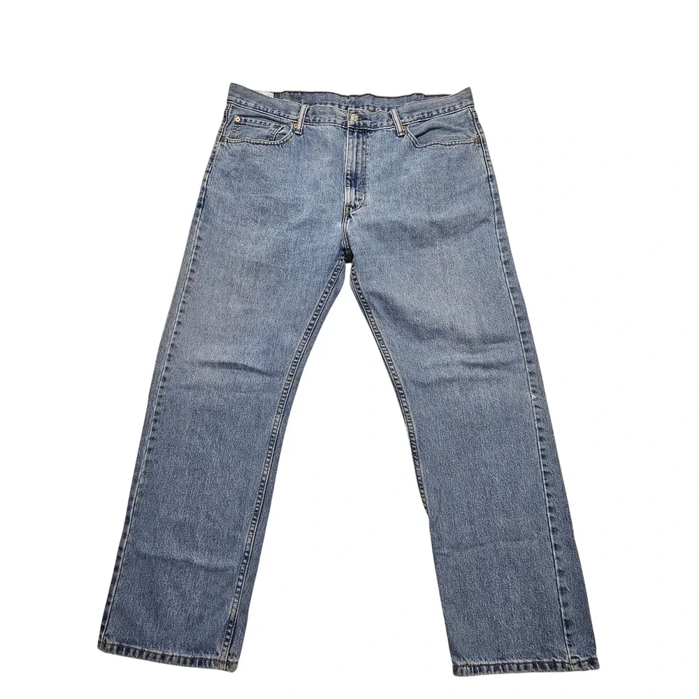 Levis 505 Regular Fit Straight Leg Blue Denim Jeans Mens 40x30 Medium Wash - Picture 3 of 6